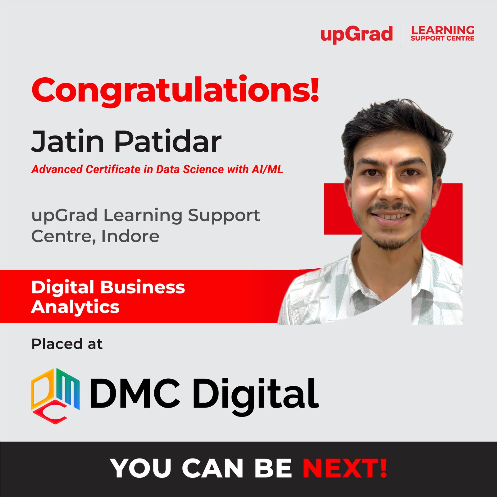Jatin Patidar placed at DMC Digital